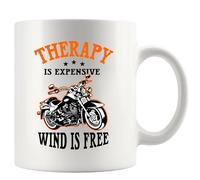 Panvola Therapy Is Expensive Wind Is Free Motorcycle Mug 11oz White