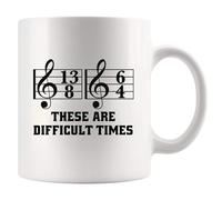 Panvola These Are Difficult Times Musicians Gifts Choir Director Member Pianist Music Teacher Student Piano Player Music Notes Arrangement Composer Novelty Drinkware Ceramic Mug 11 oz White