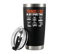 Panvola Things I Do In My Spare Time Car Gifts For Men Women New Drivers Boyfriend Dad Husband Car Lovers Mechanic Collector Vacuum Insulated Tumbler with Straw and Removable Lid 20 oz Black