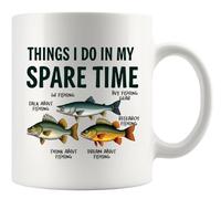 Panvola Things I Do In My Spare Time Fishing Gifts Fisherman Dad Grandpa Husband Brother Novelty Drinkware Ceramic Mug 11 oz White.