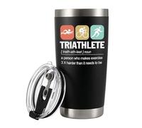 Panvola Triathlete Definition Mug Athlete Gifts Swimmer Biker Runner Sports Player Triathlon Stainless Steel Vacuum Insulated Tumbler with Lid and Straw 20 oz Black