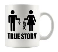 Panvola True Story Fishing Gifts For Women Funny Couple Husband Gift To Wife Fisherman Novelty Drinkware Ceramic Mug 11 oz White 11 oz