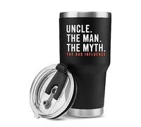 Panvola Uncle The Man The Myth The Bad Influence Vacuum Insulated Stainless Steel Tumbler Uncle Gifts From Niece Nephew Sister Brother Father's Day Birthday Retirement Valentines (30 oz)