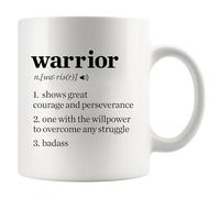 Warrior Definition Mug Sobriety Gifts Recovery Get Well Soon Inspirational Gifts for Women Men Motivational Encouragement Cancer Patient Survivor Ceramic Mug (White, 11 oz)