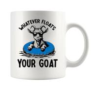 Panvola Whatever Floats Your Goat Funny Goat Lover Gifts for Women Men Goat Farmer Gifts Farming Farm Animals Ceramic Mug 11 oz White