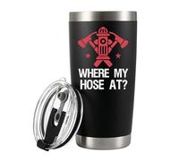 Panvola Where My Hose At Firefighter Firemen Firewomen Firefighters Gift Vacuum Insulated Tumbler with Lid and Straw Funny Stainless Steel Drinkware (20 oz)