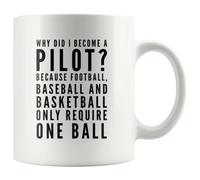 Panvola Why Did I Become A Pilot Because Football Baseball and Basketball Require One Ball Pilot Appreciation Gifts Aviation Sarcastic Coffee Mug 11 oz White