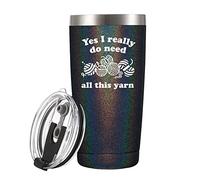 Panvola 'Yes I Really Do Need All These Yarn ' Tumbler Crochet Gifts for Crocheters Knitters Crocheting Knitting Vacuum Insulated Tumbler 20 oz Black Glitter