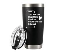 Panvola You are The Best Thing I’ve Ever Found On The Internet Vacuum Insulated Tumbler Anniversary Valentines Couples Gift Boyfriend Girlfriend Stainless Steel Travel Mug with Lid Straw 20 oz Black