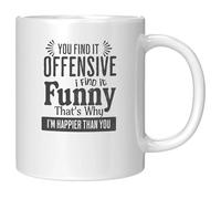 Panvola You Find It Offensive I Find It Funny That's Why I'm Happier Than You Sarcastic Gifts To Coworkers Friends Classmates Sarcasm Quotes Novelty Drinkware Ceramic Mug 11 oz White