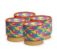PANWA Mini Bamboo Sticky Rice Serving Basket Set - 4-Piece 4" Diameter Thai Wicker Kratip, Handmade Bamboo Sticky Rice Container, Food Safe for Authentic Thai Cuisine