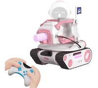 Panxer - RC Battle Tank Compatible with Eilik Robots Blue/DQ/Sliver, Crawler Car Toys with LED Lights and 2.4Ghz Remote Control, Single and Multi-Player Party Play Mode, Excluding Eilik Robot. (Pink)