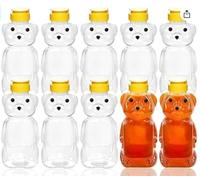 Panxxsen 10 Pack 8 Fluid Oz Plastic Honey Bear Bottle,Honey Squeeze Empty Bottle,Squeeze Honey Container with Yellow Flap Caps for Storing and Dispensing