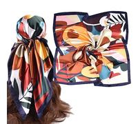 PANYI Bandanas For Women, Silk Headscarf, Satin Hair Wrap, Neck Scarf, Large Bandana, Silk Hair Wrap For Sleeping(90 * 90cm), Navy Blue, (TJ3-91)