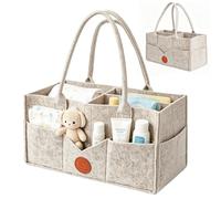 PANYI Changing Organiser, Changing Bag, Organiser, Nappy Caddy, Felt Bag with Compartments, Can Hold Bottles, Nappies, Clothes, Compartments, Changing Bag, Suitable as a Christening Gift (Khaki)