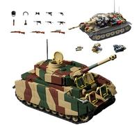 Panzer IV H Tank Building Blocks Set, 1:28 Scale WWII German Medium Tank Model Toys, 1641 Pieces Collectible War Army Vehicle Weapons Brick Kit with Interior & Weapons, Ideas Gifts for Adults & Teens