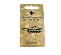 Panzer VIB Heavy Tank Pin Badge, Metal, 3D Raised Image, Tiger II King Tiger, WWII Axis Tank, with Information Card