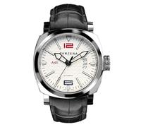 Panzera Aquamarine 45 Automatic Steel Black White Date Display Sapphire Leather Men's Watch, green, The product design suggests a 'sporty' style, thanks to the large case, numbers and markers