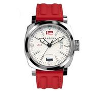Panzera Aquamarine 45 Automatic Steel Red White Sapphire Date Display Silicone Men's Watch, green