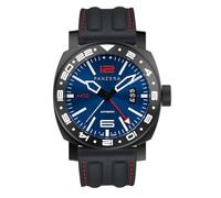 Panzera Aquamarine 45G Automatic Mechanical Steel PVD Blue Black Sapphire Date Display Silicone GMT Men's Watch