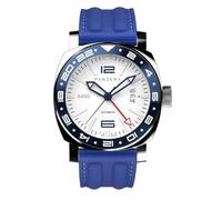 Panzera Aquamarine 45G Mechanical Automatic Steel Blue White Sapphire Date Display Silicone GMT Men's Watch
