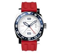 Panzera Aquamarine 45G Mechanical Automatic Steel Red White Sapphire Date Display Silicone GMT Men's Watch
