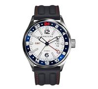 Panzera Flieger 45G Automatic Mechanical Steel White Silicone Sapphire Date Men's Watch, Black, Strap