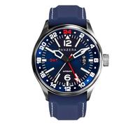 Panzera Flieger 45G Mechanical Automatic Steel Blue Silicone Sapphire Date Men's Watch, Black, Strap