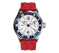 Panzera Flieger 45G Mechanical Automatic Steel White Red Silicone Sapphire Date Men's Watch, red