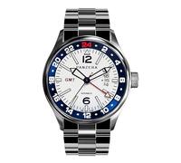 Panzera Flieger 45G Mechanical Automatic Steel White Sapphire Date Men's Watch, Black
