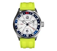 Panzera Flieger 45G Mechanical Automatic Steel White Yellow Silicone Sapphire Date Men's Watch, yellow, Strap