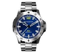 Panzera Mecha 43 Mechanical Quartz Steel Blue Sapphire Men's Watch, Black, Strap