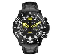Panzera MECHA 45C Chronograph Quartz Steel Date Leather IP Black Sapphire Men's Watch