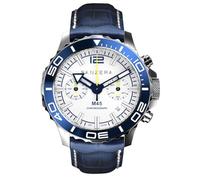 Panzera MECHA 45C Chronograph Quartz Steel Date Leather White Blue Sapphire Men's Watch