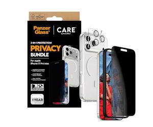 PanzerGlass, 3 in 1 Privacy Protection Kit for iPhone 17 Pro Max Screen Protector with Privacy Filter, Camera Lens Protector Clear Case