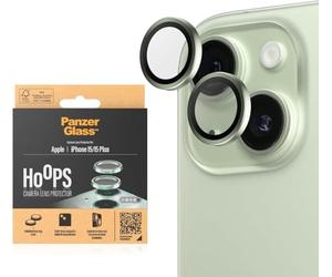 PanzerGlass™ Hoops camera lens protector for Apple iPhone 15 | 15 Plus - protection with style, shockproof glass, green