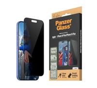 PanzerGlass® Privacy Screen Protector for Apple iPhone 16 Plus Tempered Glass, High Scratch Resistance, Impact Resistance, Smudge-Free Coating - with mounting aid for easy installation