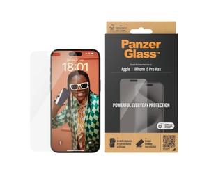 PanzerGlass™ Screen Protector for iPhone 15 Pro Max - Ultra-Wide Fit, Scratch-Resistant Tempered Glass, Privacy Protection, with Easy Mounting Aid