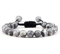 Panzhu bracelet, Buddhist Rosary,Braid bracelet,Leather Bracelet, Braided Bracelets Natural Picasso Stone Beads Bangles Adjustable Beaded Bracelets Reiki Crystal Jewelry for Men Women Clothing Accesso