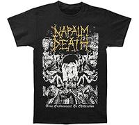 PANZI PLE Napalm Death Men's from Enslavement to Obliteration Vintage T-Shirt Black Large