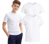 Panzy 2 Pack Boys Unisex 100% Cotton Plain Tee Shirts T-Shirt Plain Top Age 9 to 10 Years