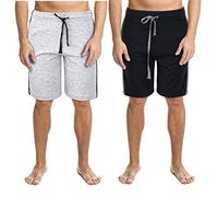 Panzy 2 Pack Men's Lounge Wear Shorts Nightwear Super Soft Comfy Cotton Pyjama Bottoms, M, Black/Grey