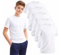 Panzy 5 Pack Boys Unisex 100% Cotton Plain Tee Shirts T-Shirt Plain Top Age 5 to 6 Years