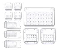 Panzy Home 10 Pcs Drawer Organiser Clear Desk Drawer Organisers Trays Makeup Drawer Divider Clear Plastic Storage Boxes for Bathroom Cosmetics Kitchen Office Stationery