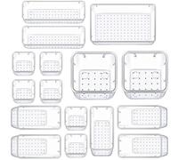 Panzy Home 16 Pcs Drawer Organiser Clear Desk Drawer Organisers Trays Makeup Drawer Divider Clear Plastic Storage Boxes for Bathroom Cosmetics Kitchen Office Stationery