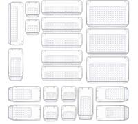 Panzy Home 21 Pcs Drawer Organiser Clear Desk Drawer Organisers Trays Makeup Drawer Divider Clear Plastic Storage Boxes for Bathroom Cosmetics Kitchen Office Stationery