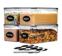 Panzy Home 3.2 L Noodle Storage Boxes with Lid, Airtight, Cereal Pouring Container & Food Storage Container with Labels and Marker Pen, BPA Free Kitchen/Pantry Organiser(Set of 4)