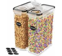 Panzy Home 4L Cereal Storage Containers - Airtight Flip-Top Lids, BPA-Free, Clear Plastic with Labels for Easy Organization- Kitchen Pantry Organiser - Ideal for Cereal, Cornflakes, and Dry Foods (2)