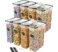 Panzy Home 4L Cereal Storage Containers - Airtight Flip-Top Lids, BPA-Free, Clear Plastic with Labels for Easy Organization- Kitchen Pantry Organiser - Ideal for Cereal, Cornflakes, and Dry Foods (8)
