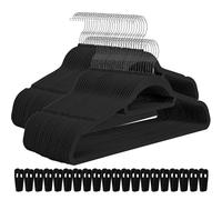 Panzy Home 50 Velvet Hanger with 24 Finger Clips - Heavy Duty Clothes Hangers | Non-Slip Hangers with Velvet Clips, Tie Bar and 360 Hook,Durable & Sturdy Space Saving wardrobe Organisers